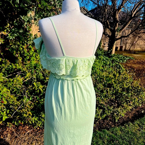 ZABA-  Lime Green Ruffle Maxi Dress - Picture 7 of 8